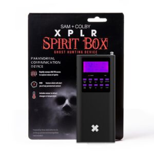 Sam and Colby XPLR spirit box with display, knobs and speaker for paranormal communication and ghost hunting