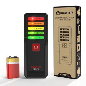 Kaiweets KEMF-2 handheld EMF meter with LED indicator and 9V battery