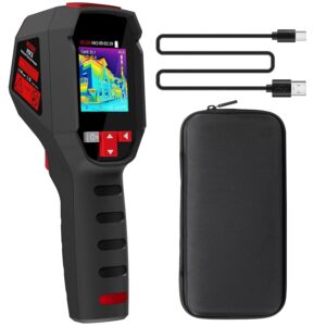 Handheld BSIDE thermal imaging camera with USB cable and padded carrying case, 320x240 color display visible
