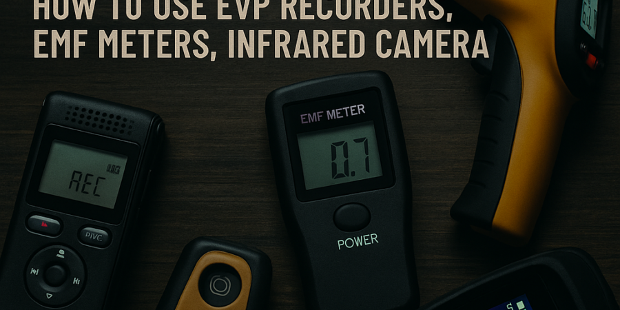 Illustration of Ghost Hunting Gear: How to Use EVP Recorders, EMF Meters, Infrared Camera
