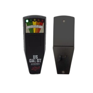 Front and back views of the USB-C rechargeable Phantom-X EMF detector for ghost hunting.