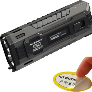 High-performance Nitecore EDC37 flashlight with USB-C charging and digital display.