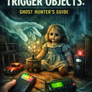Guide illustrating steps to activate trigger objects for ghost hunting using paranormal equipment.