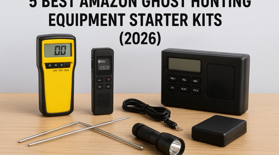 Top 5 Amazon ghost hunting equipment starter kits for 2026, showcasing various paranormal investigation tools.