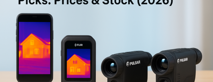 Top 5 thermal cameras for 2026 with prices and stock information displayed.