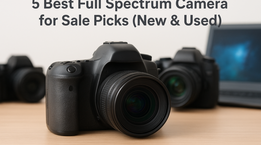 Collage of five full-spectrum cameras (new and used) arranged on a white background.