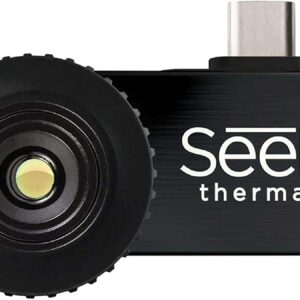 Compact Seek Thermal imaging camera with USB-C connector for Android mobile devices, shown against a white background