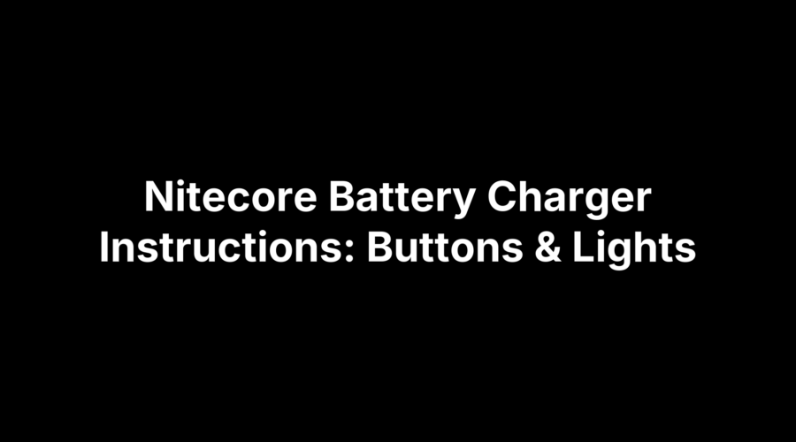 Diagram showing Nitecore battery charger with labeled buttons and indicator lights for user instructions