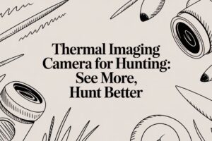 Thermal imaging camera for hunting with illustrated lens and tagline See More, Hunt Better.