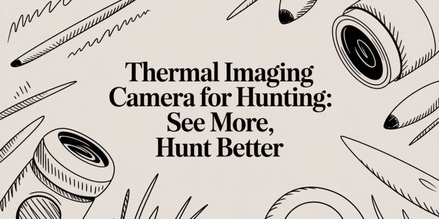 Thermal imaging camera for hunting with illustrated lens and tagline See More, Hunt Better.