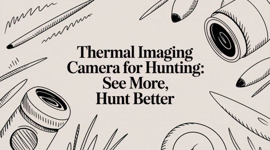 Thermal imaging camera for hunting with illustrated lens and tagline See More, Hunt Better.