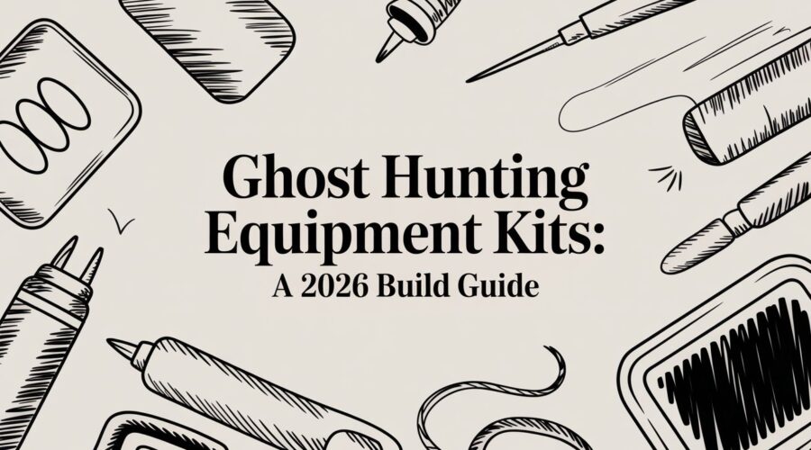 Illustration of ghost hunting equipment kits with title A 2026 Build Guide.