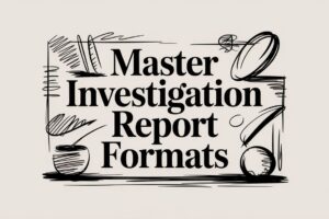 Investigation report title page template with a clean, professional layout.