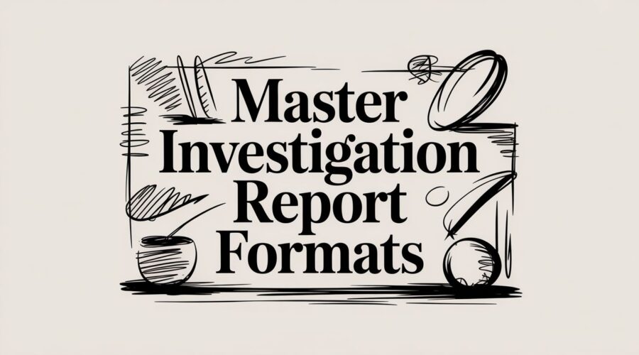 Investigation report title page template with a clean, professional layout.