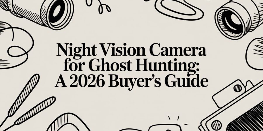 Night vision camera and illustrated ghost hunting gear in a 2026 buyer’s guide