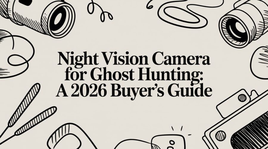 Night vision camera and illustrated ghost hunting gear in a 2026 buyer’s guide
