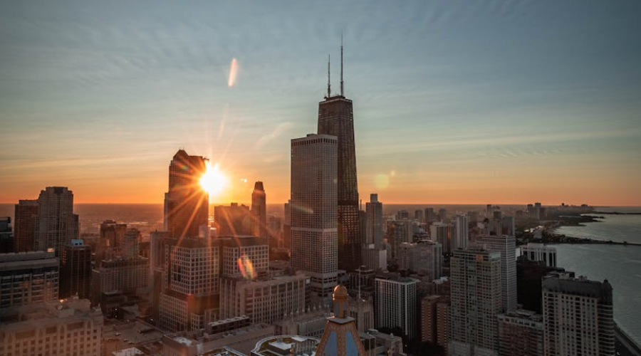high rise buildings during golden hour