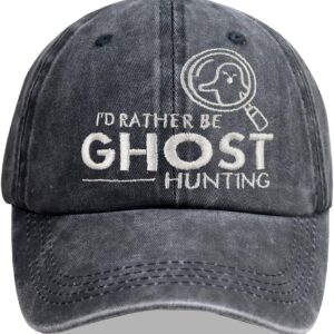 I'd Rather Be Ghost Hunting Hat, Halloween Decorations for Men Women, Adjustable Cotton Spooky...