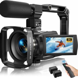 8K Video Camera Camcorder Latest 88MP Ultra HD Video Cameras WiFi Vlogging Camera for YouTube 18X Digital Video Cameras with Microphone 6-Axis Anti-Shake IR Night Vision Video Recorder