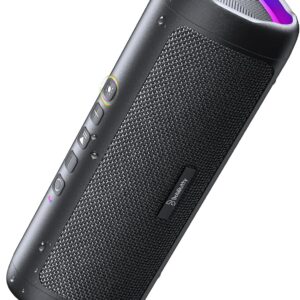 Portable Bluetooth speaker with LED lights and control buttons