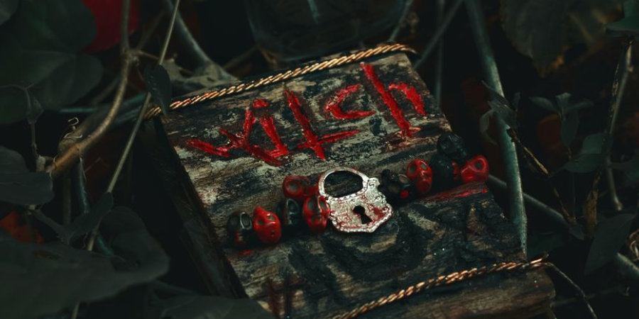 close up of a halloween decoration with carved writing
