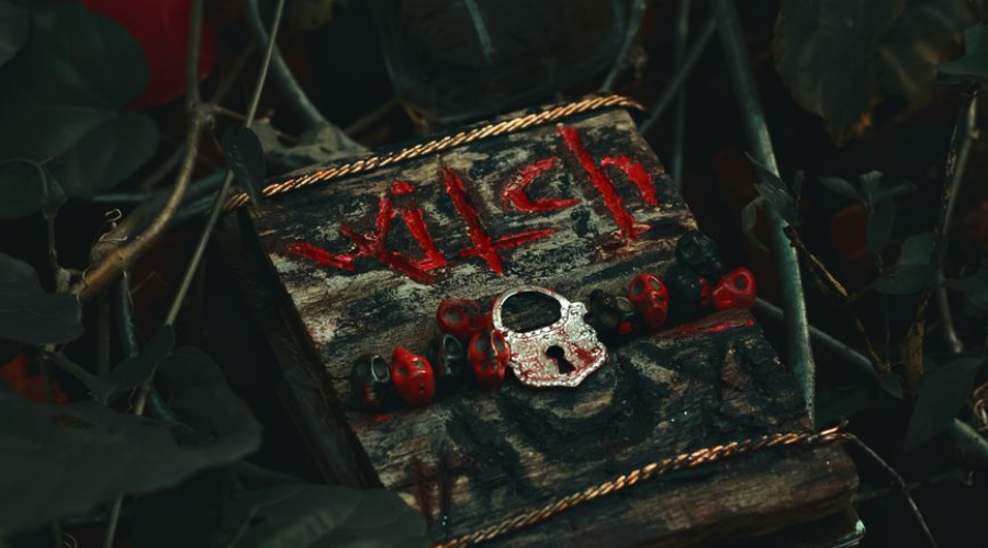 close up of a halloween decoration with carved writing