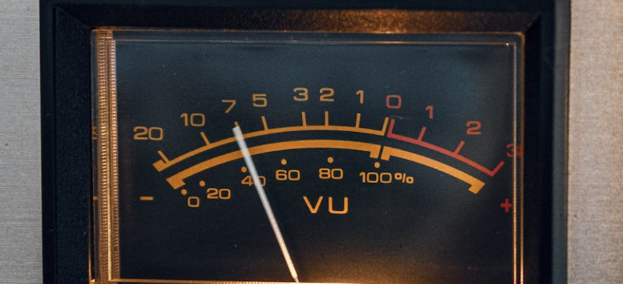 close up of vintage vu meter on audio equipment