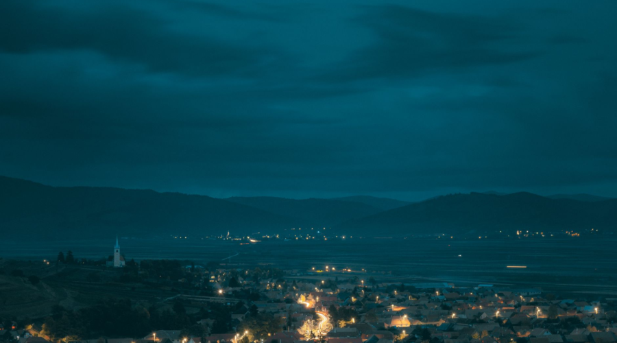 illuminated houses during night time