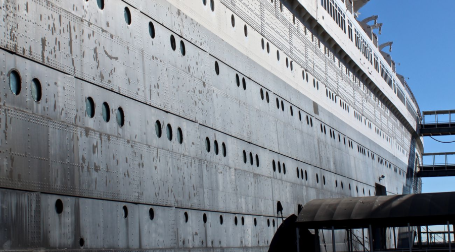 white and black cruise ship