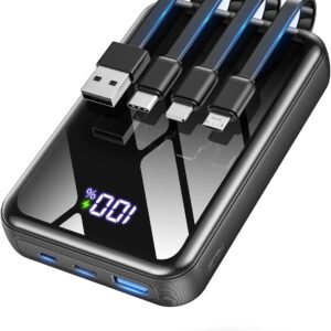 50000mAh Portable Charger, 50% Smaller Fast Charging Built-in 4 Cables | Charges 5 Devices, 9.1x for iPhone 17, LED Display, Ideal for Hiking, Camping, for iPhone 17-12, for Samsung/Android/iPad