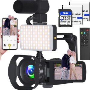VETEK Video Camera 8k Camcorder 48MP UHD WiFi Vlogging Camera for YouTube | 18X Digital Zoom,IR Night Vision 3.0“ LCD Screen Digital Camera with Microphone, 32G SD Card, Remote Control and 2 Batteries