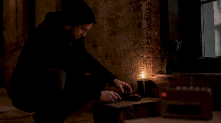 Ghost hunting equipment laid out in historic Seattle interior