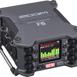 Zoom F6 field recorder with color LCD, six XLR inputs, rugged design