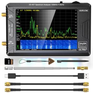 TinySA Ultra handheld spectrum analyzer kit with accessories for RF signal testing and measurement