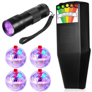 Dunzy six-piece kit with EMF meter, UV flashlight and four motion balls