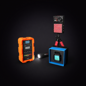 Tough Ghost Hunting Kit with EMF meter, full-spectrum camera, infrared light, EVP recorder, flashlight, and tripod