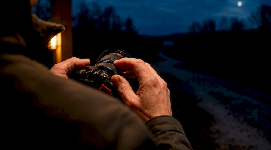 Camera controls adjusted at a dark field site