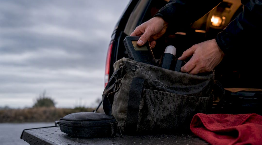 Investigator drying paranormal gear after fieldwork