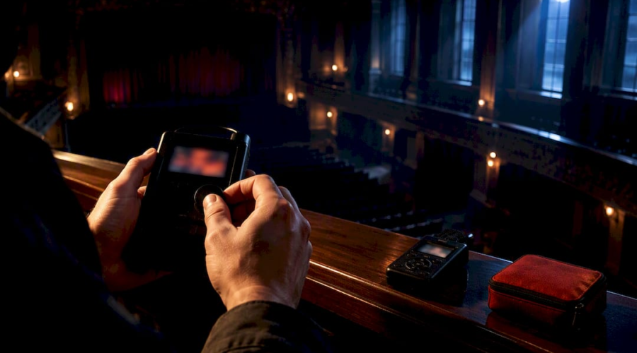 Investigator adjusting anonymous spirit box controls