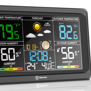 Geevon wireless weather station with 7.5-inch color display and remote sensor