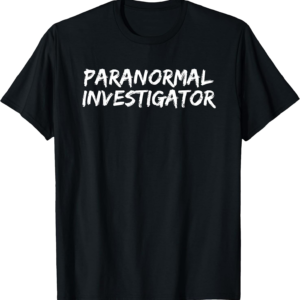 Black Paranormal Investigator ghost hunting EVP Halloween T-shirt.