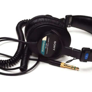 Sony MDR-7506 black closed-back wired headphones with coiled cable